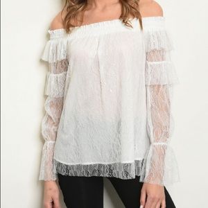 Super cute white lace top / blouse